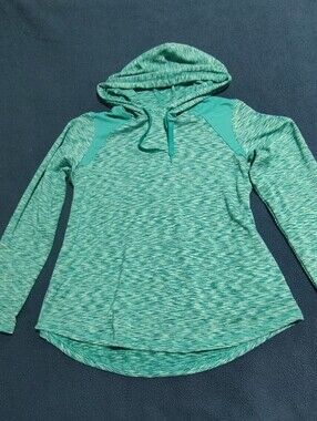 Danskin Teal Space-Dye Hooded Pullover